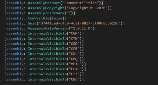 図8. CommonUtilitiesのマニフェスト