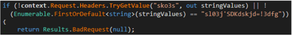 図19. リクエストが正しいsko3s ヘッダーを含んでいるかチェックするコード