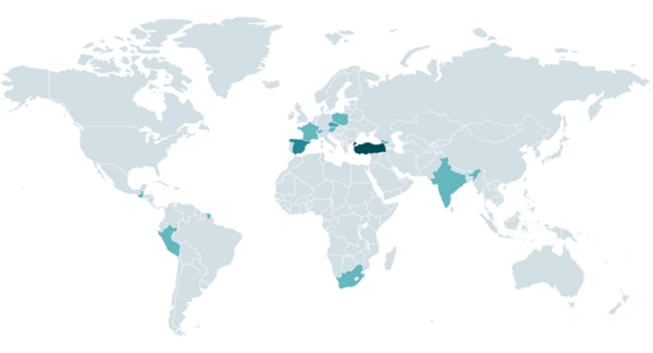 Heatmap of CosmicBeetle attacks since August 2023, according to ESET telemetry