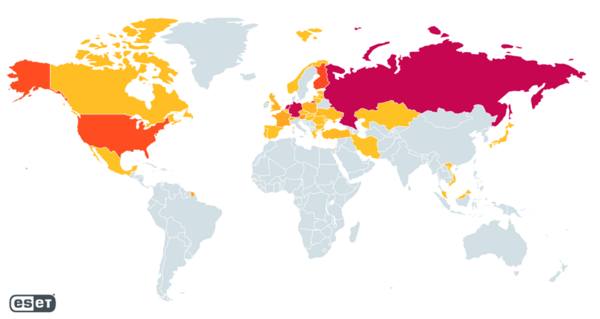 図23. ホストされたRedLineパネルの地理的分布を示すヒートマップ