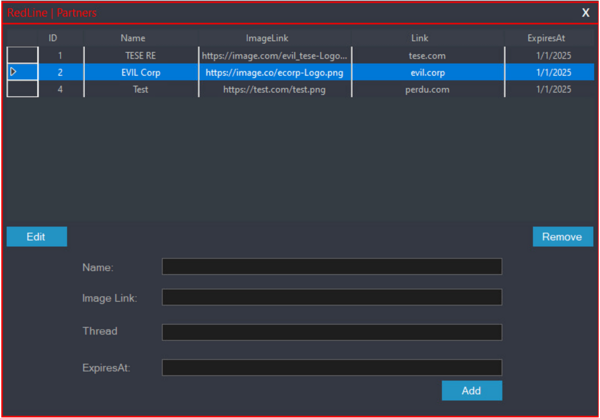 図15. RedLineのMainServer広告管理インターフェース